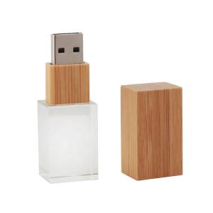 Eletree Trade Custom Logo Glass Crystal Wooden Pendrive Usb  2.0 3.0 1Tb  Usb Stick Flash Drive With Gift Box