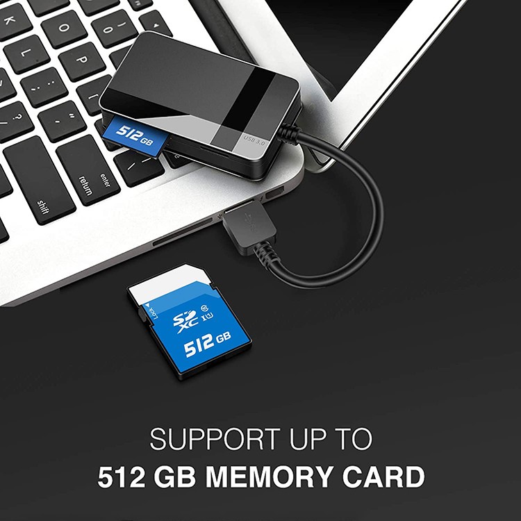 USB 3.0 SD Card Reader Compatible with Apple and Windows, powered by USB, supports CF/SD/SDHC/SCXC/MMC/MMC Micro etc.